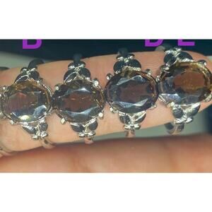 Faceted Smoky Quartz Adjustable Rings - Stainless Steel , Root Chakra